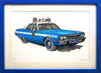 PRODÁNO.  Petr Ptáček - Blue Police Car - grafika